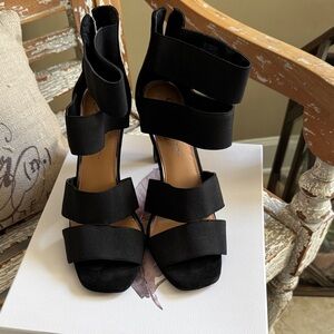 Jessica Simpson Black Strappy Elastic High Heel Sandals